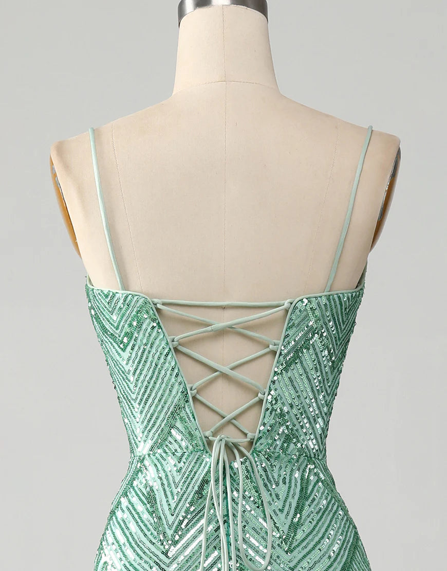 Mermaid Spaghetti Strap Long Prom Dress With Slit