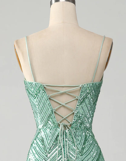 Mermaid Spaghetti Strap Long Prom Dress With Slit