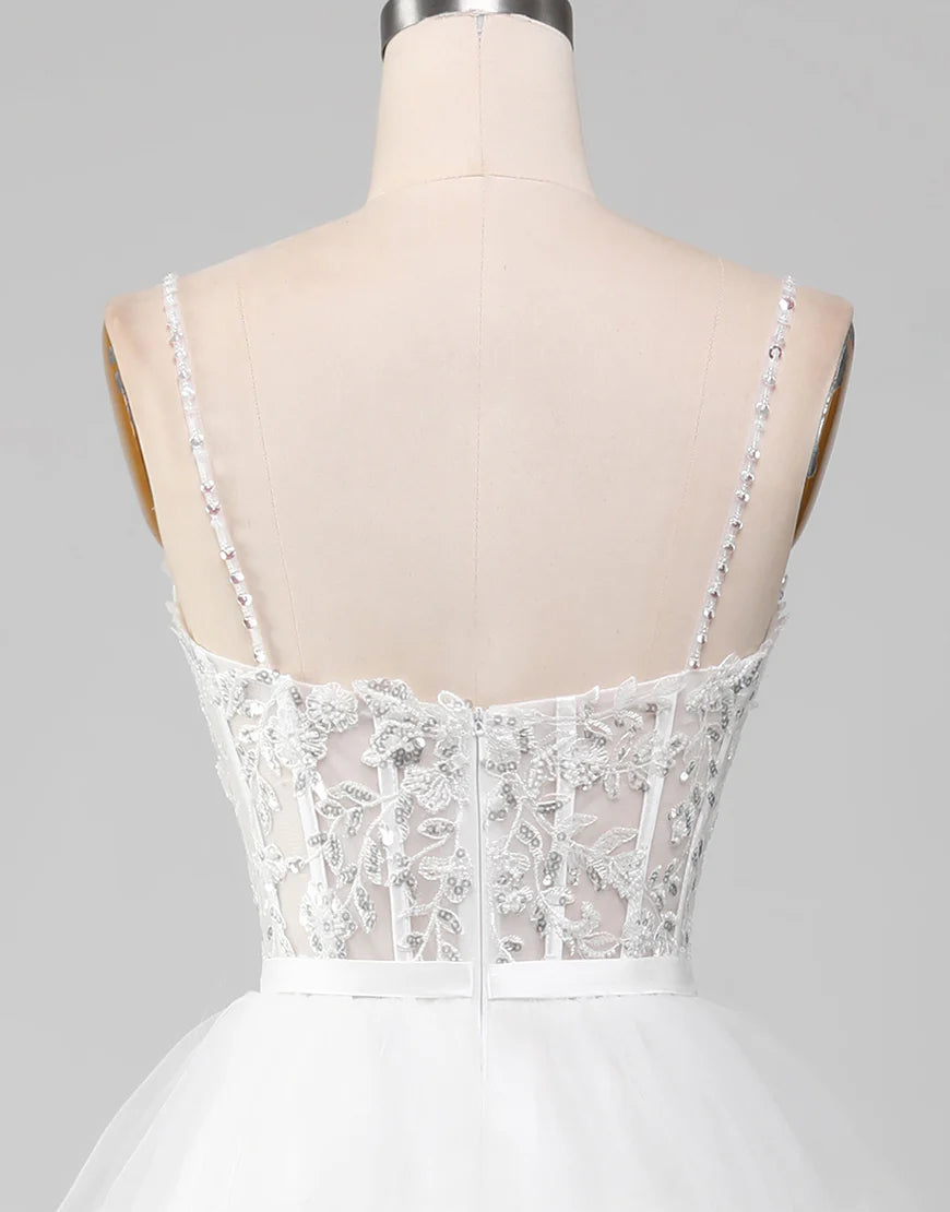 A-Line Lace Long Prom Dress with Slit