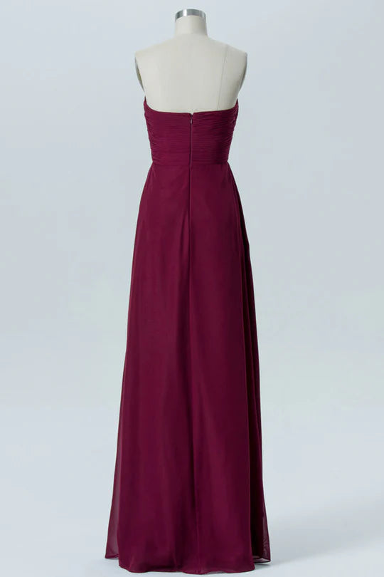 Magenta Sweetheart Off-the-Shoulder Ruffled Chiffon Bridesmaid Dress