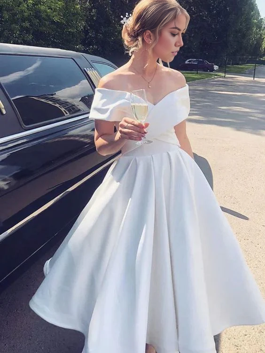 New Pattern Wedding Dress A Line Off The Shoulder Elegant Simple Formal Dresses