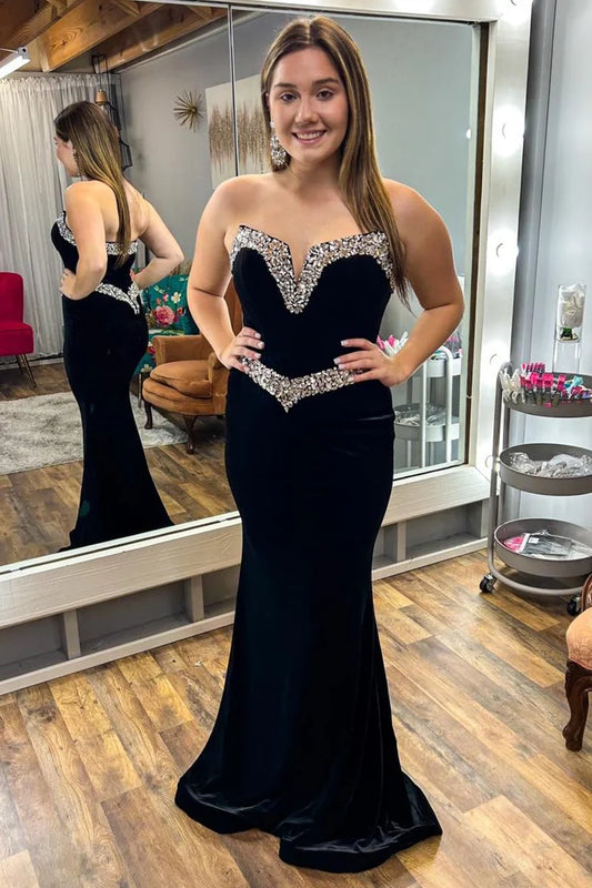 Strapless Rhinestone Mermaid Long Gown