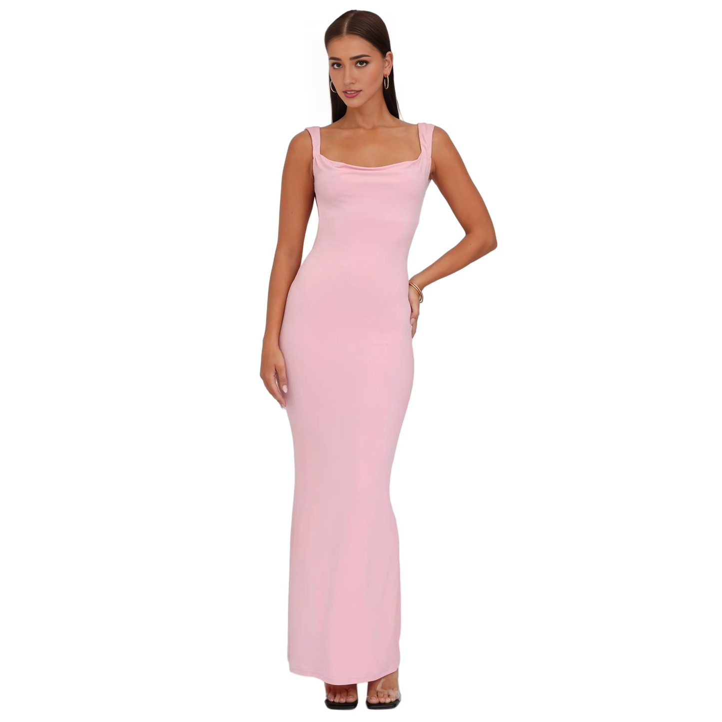 Wedding Guest Dresses Women's Sexy Cowl Neck Sleeveless Backless Maxi Dress Elegant Satin Bowknot Long Dress Floor Length Evening Gown Formal Dresses