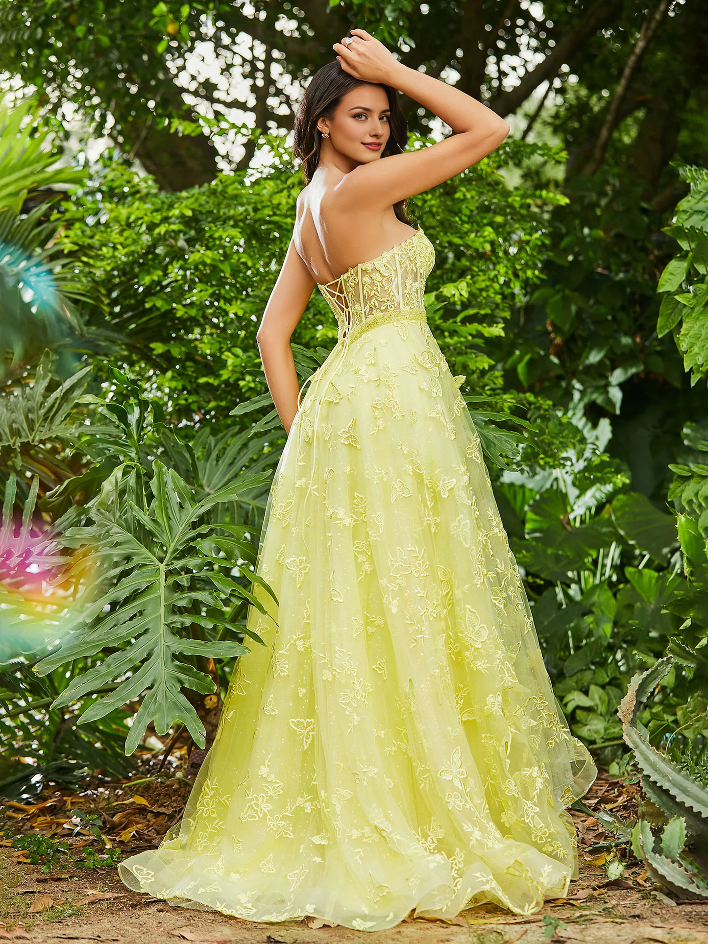 A-Line Corset Dress Bodice Sweep Brush Prom Dress