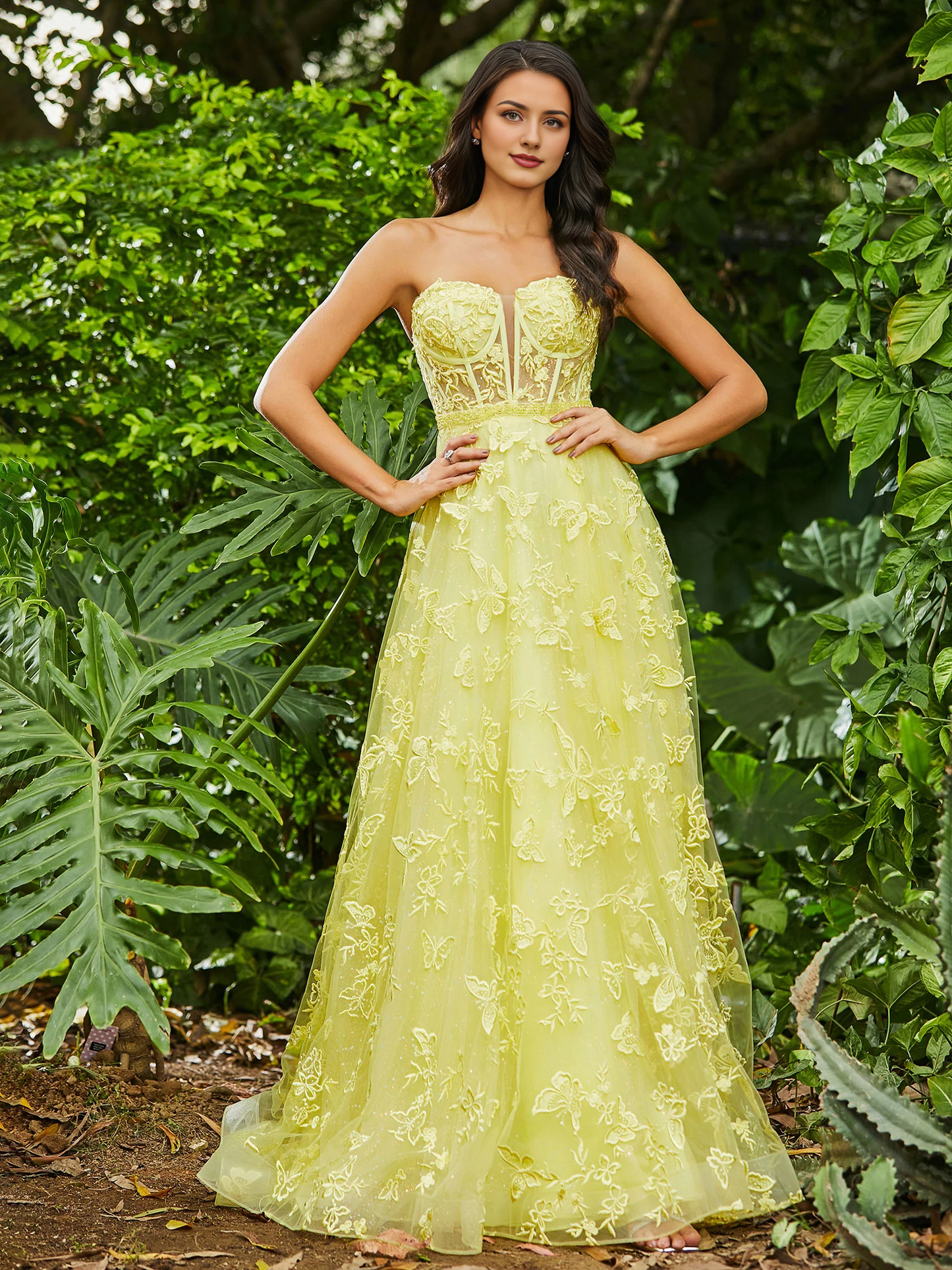 A-Line Corset Dress Bodice Sweep Brush Prom Dress