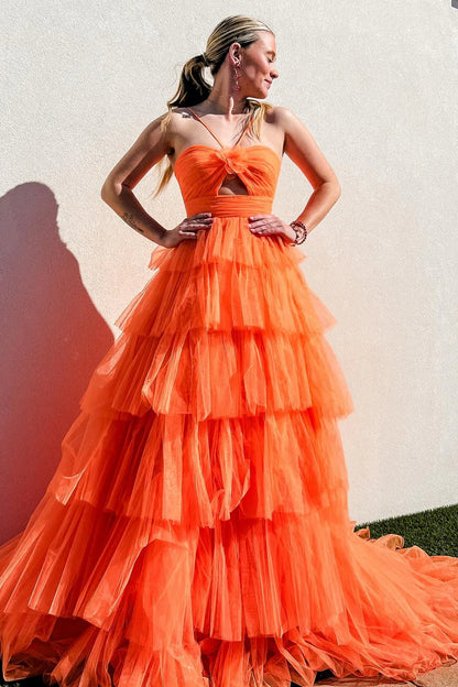 Print Halter Keyhole Ruffle Tiered Long Prom Dress