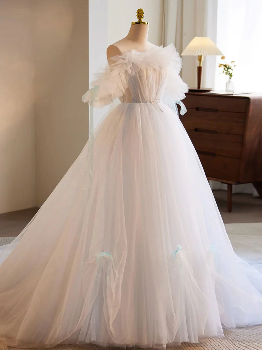 Wedding Dress A-Line Tulle Fantastic Long Dress Atmosphere Formal Dress