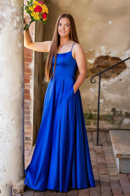 Simple Round Neck A-line Long Formal Dress