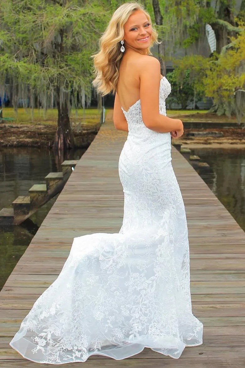 Appliques Sweetheart Keyhole Trumpet Long Prom Dress
