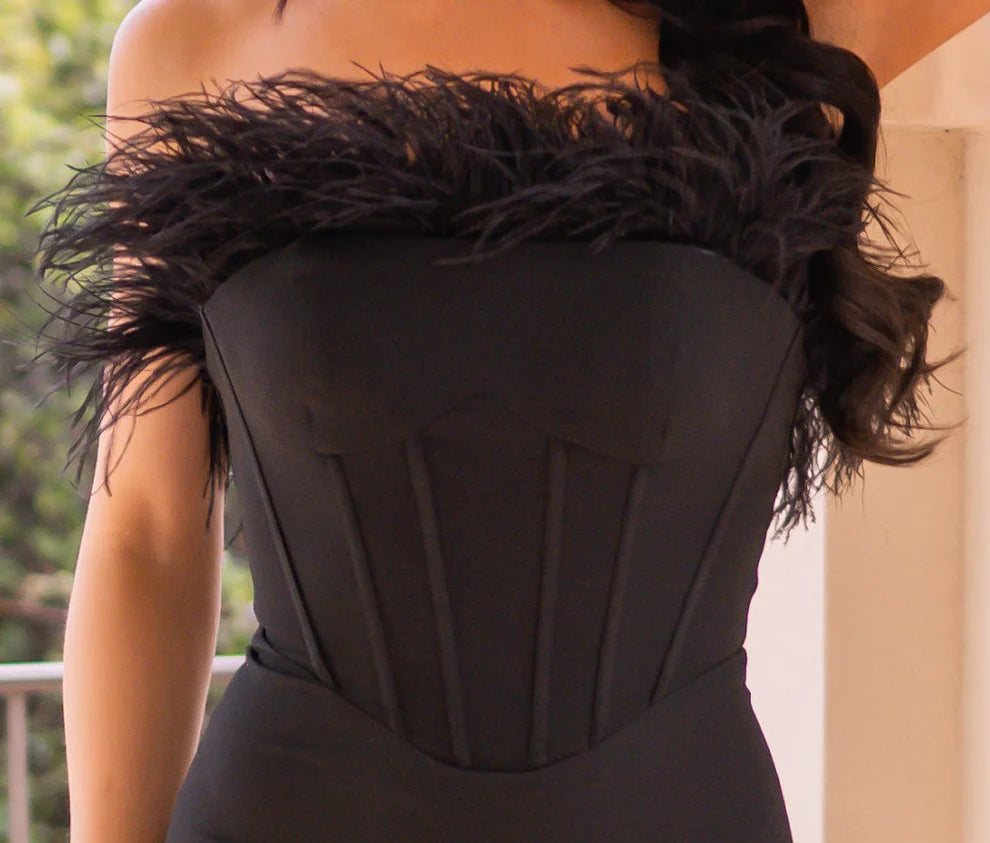 Wedding Guest Dress Floor Length Fitted Mermaid Skirt Leg Slit Sweep Train Elegant Back Lace up Black Formal Dress Evening Dress