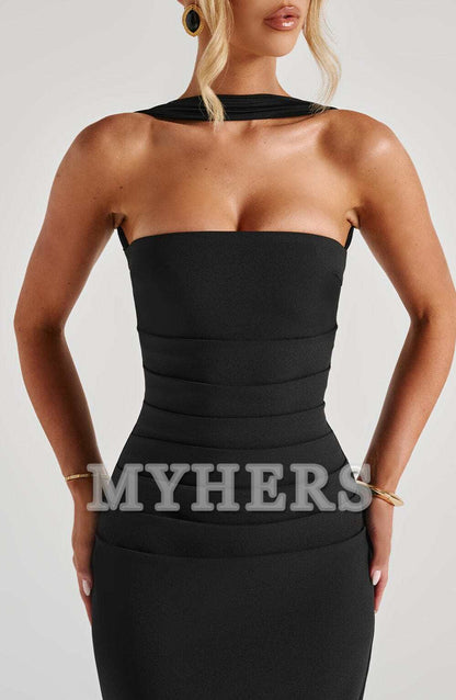 Fashion Strapless Pleated Split to the Back Cultivate oneself Elegant Dresses Bridesmaid Dresses Wedding Guests Dresses