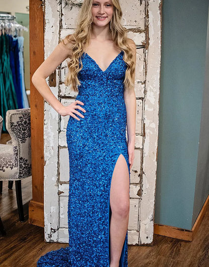 Sequin Long Prom Dress with Split
