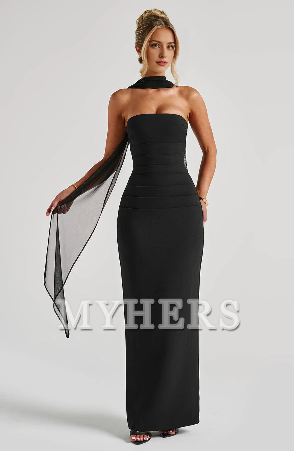 Fashion Strapless Pleated Split to the Back Cultivate oneself Elegant Dresses Bridesmaid Dresses Wedding Guests Dresses