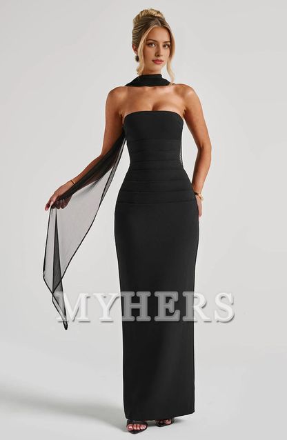 Fashion Strapless Pleated Split to the Back Cultivate oneself Elegant Dresses Bridesmaid Dresses Wedding Guests Dresses
