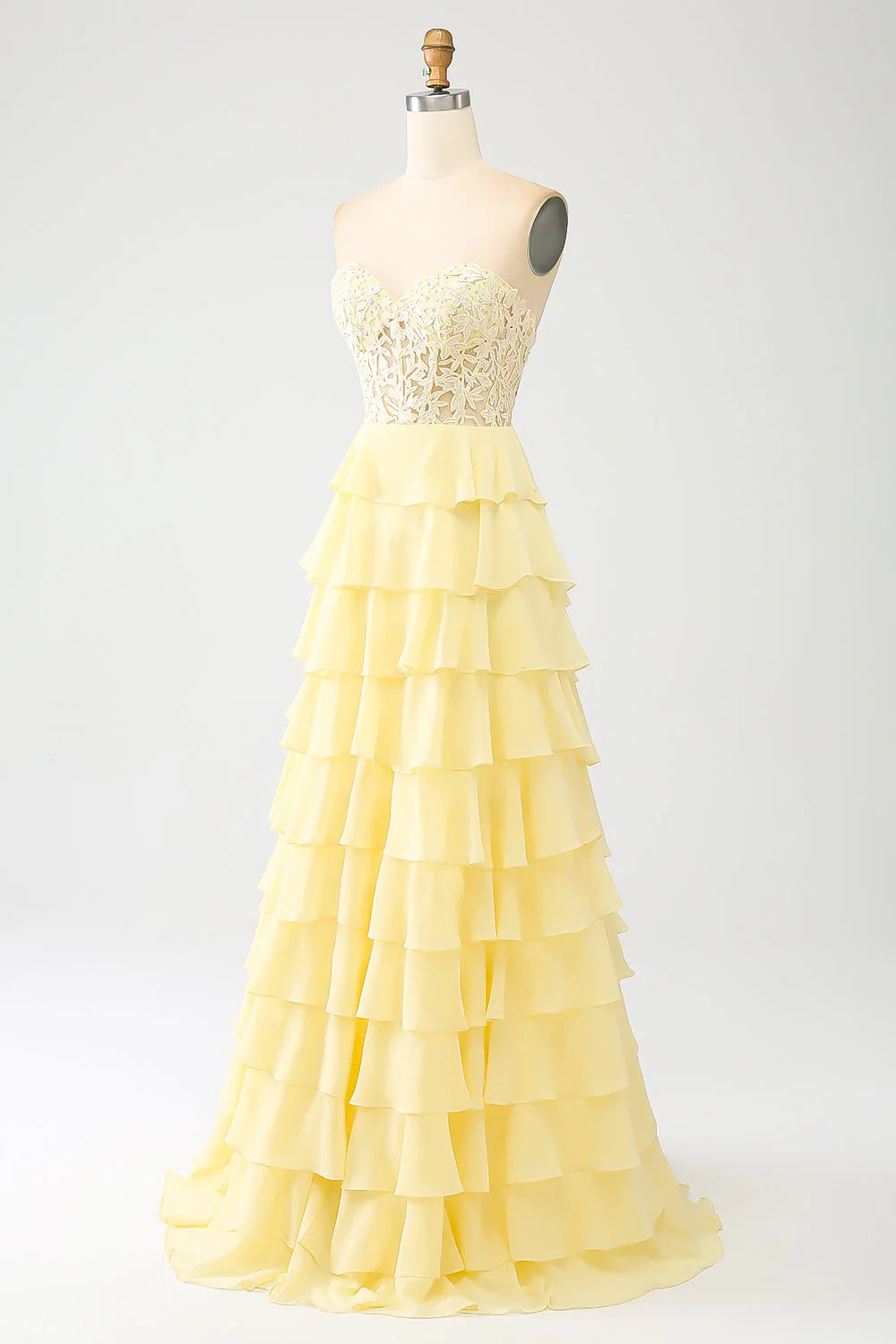 Sky Blue A-Line Off-the-Shoulder Sweetheart Tiered Lace-Up Back Long Prom Dress