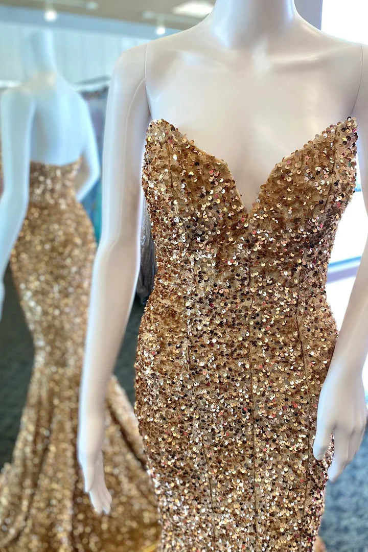 Sequins Trumpet Long Formal Dress with Sweetheart