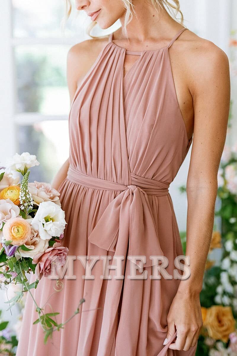 A-Line Pleated Elegant Simple Fashion Long Bridesmaid Dresses Wedding Guests Dresses