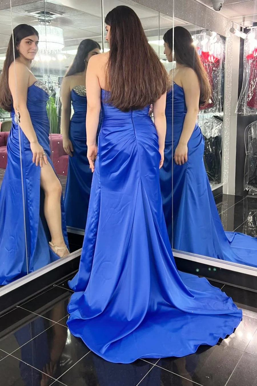 Beaded Sweetheart Mermaid Long Formal Dress with Slit
