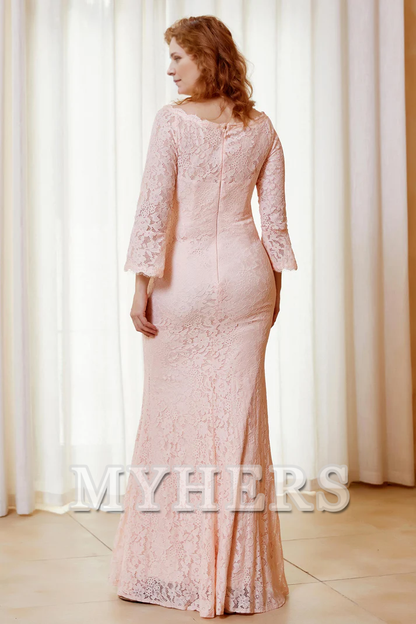 My Hers New Product Mother of The Bride Dress Scoop Neck Lace Sheath Long Mermaid Dress Elegant Wedding Guests Dresses
