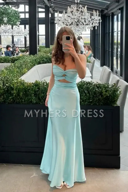 My Hers Ladies Formal Dress Charming Mermaid Sheath Sweetheart Keyhole Satin Sexy Fashion Prom Dress