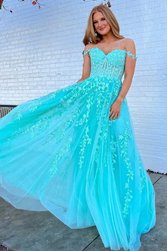 Floral Lace Sweetheart A-Line Prom Dress