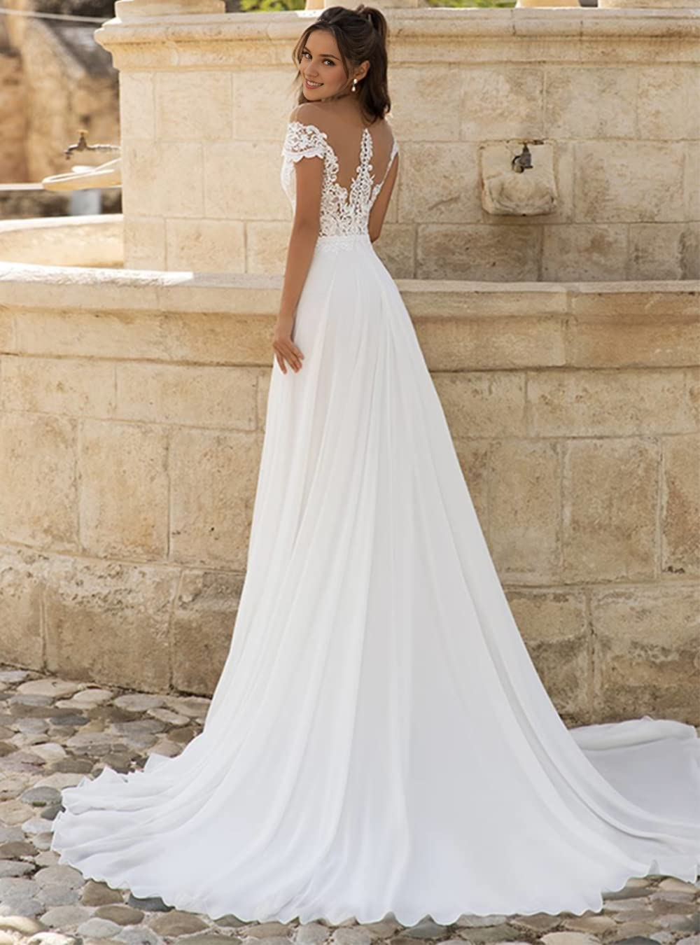 New Pattern Wedding Dress A-Line Lace strapless Mermaid Side fork Beach Bohe Wedding Bridal Gowns Formal Women's Dresses