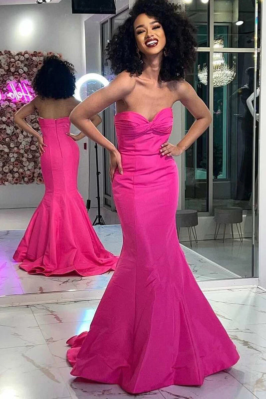 Strapless Cross Front Trumpet Long Prom Dress