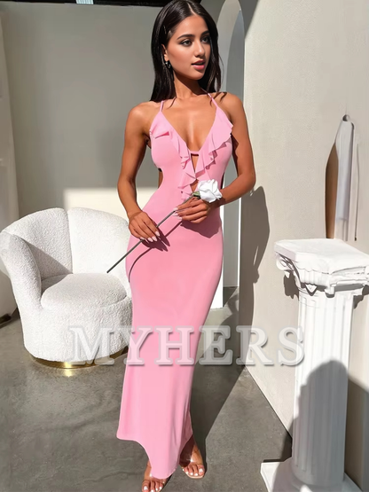 High Split Slim Sleeveless Sexy Dress Elegant Party Long Dresses Backless Bodycon Charming Evening Dress Formal Women's Dresses
