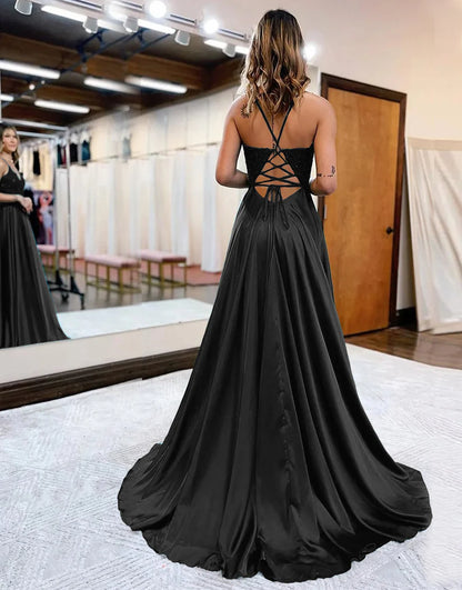 A-Line Long Prom Dress with Lace