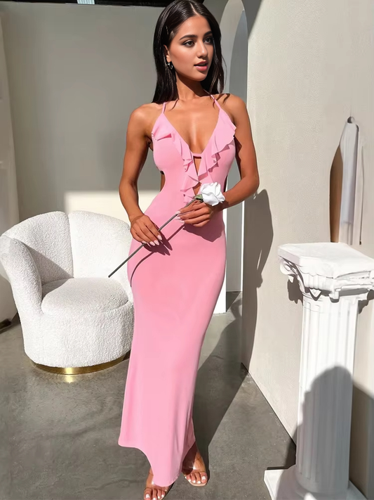 High Split Slim Sleeveless Sexy Dress Elegant Party Long Dresses Backless Bodycon Charming Evening Dress Formal Women's Dresses