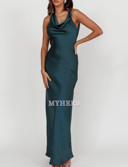Cowl Neck Sleeveless Backless Open Back Tie Back Bridesmaid Dresses Wedding Guests Dresses