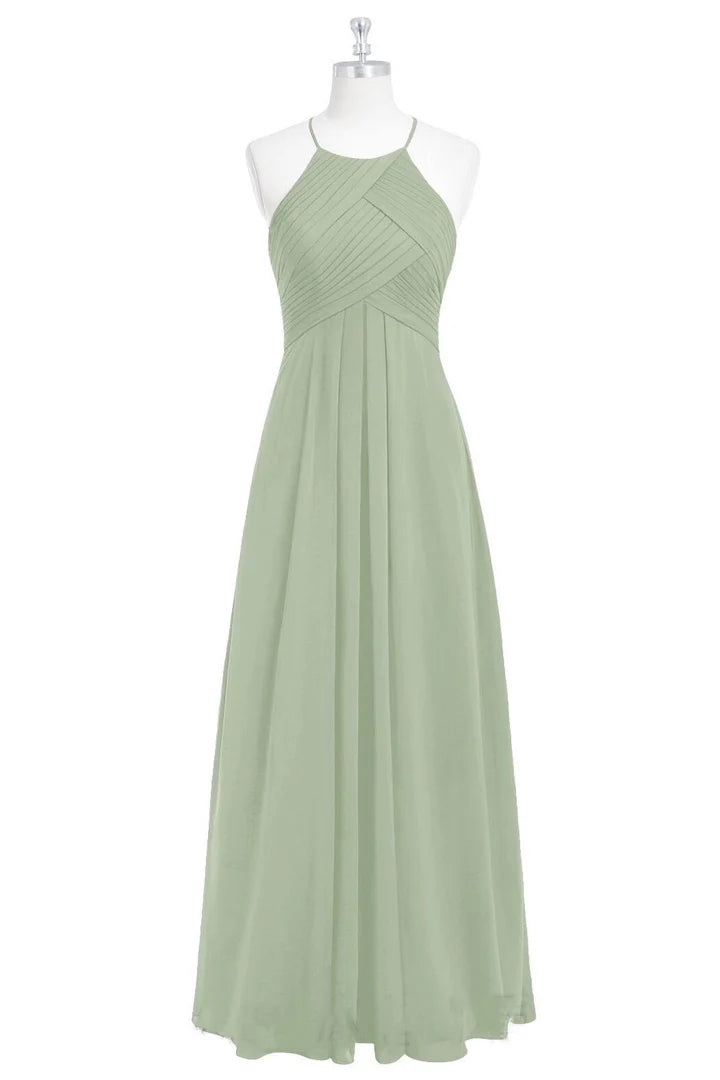 Halter A-Line Long Bridesmaid Dress