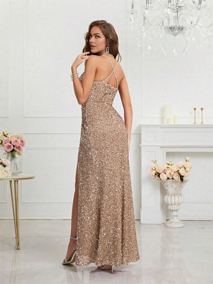 Wedding Guests Dresses Sequin Dress for Women Prom Dress Sexy V-Neck Bodycon Sequin Gowns and Evening Dresses Prom Dresses Formal Wear Dresses