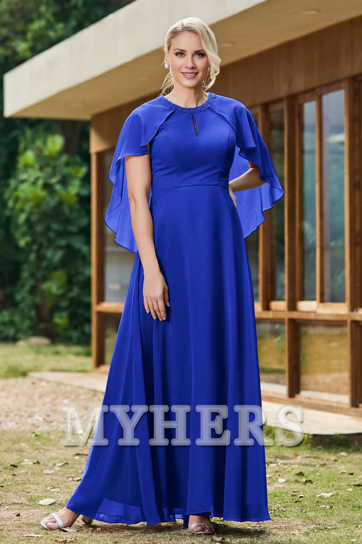 My Hers New Product Mother of The Bride Dress Flutter Sleeves Chiffon A-Line Ruched Dress Fashion Elegant Wedding Guests Dresses