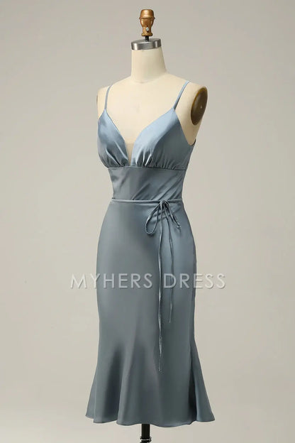 My Hers Ladies Formal Dress Simple Sheath Spaghetti Strap Sweetheart Short Skirt Prom Dress