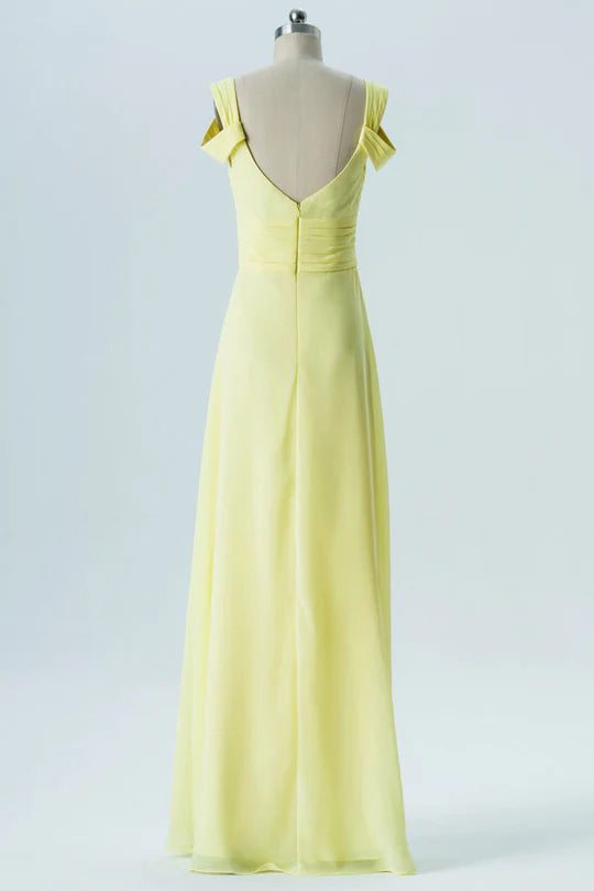 Chiffon Double Straps Backless Bridesmaid Dress