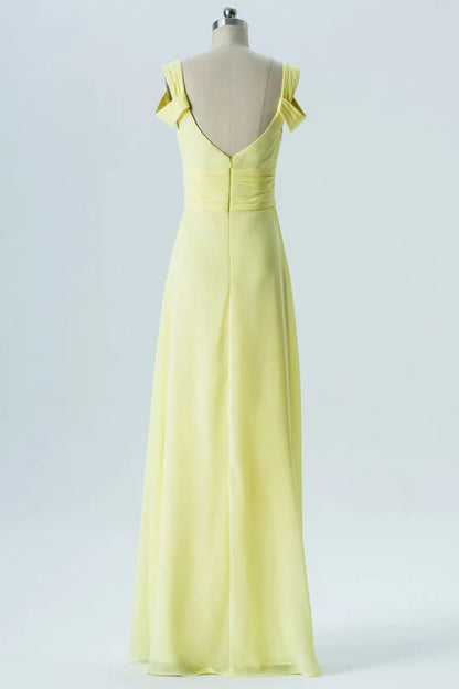 Chiffon Double Straps Backless Bridesmaid Dress