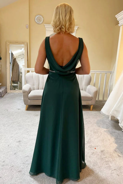 Chiffon V-Neck Backless Wedding Guest Dress