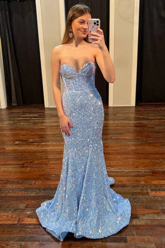 equin Sweetheart Mermaid Long Prom Dress