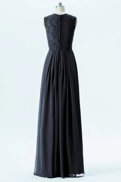 Black Embroidered Sweetheart Square neck Sleeveless Bridesmaid Dress