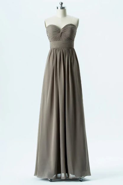 Grey Sweetheart A-Line Off-the-Shoulder Twist-Front Bridesmaid Dress