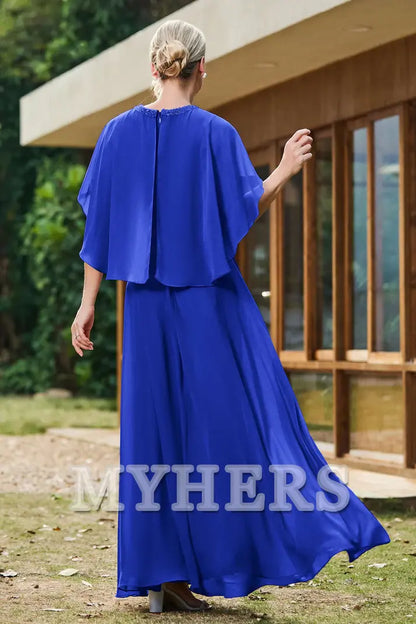 My Hers New Product Mother of The Bride Dress Flutter Sleeves Chiffon A-Line Ruched Dress Fashion Elegant Wedding Guests Dresses