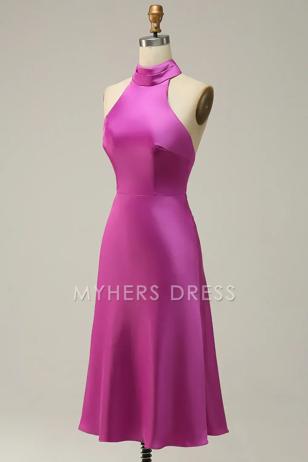 My Hers Ladies Formal Dress Fashion Sheath Halter Neck Open Back Short Skirt Simple Prom Dress