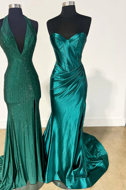Sweetheart Ruching Trumpet Long Dress with Slit