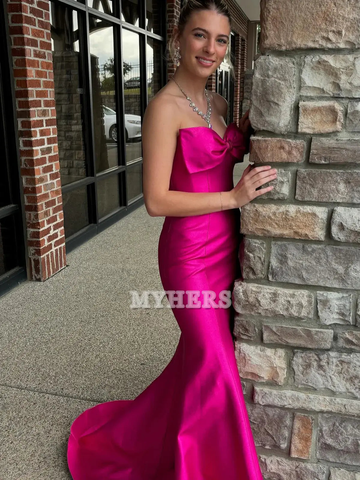 Formal Wear Dresses Wedding Guest Dresses Strapless Bow Mermaid Long Formal Dress Side Fork Elegant Temperament Evening Dress