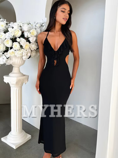 High Split Slim Sleeveless Sexy Dress Elegant Party Long Dresses Backless Bodycon Charming Evening Dress Formal Women's Dresses