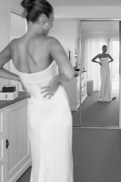 Mermaid Strapless Off-the-Shoulder Soft Satin Slim-fit Wedding Dresses