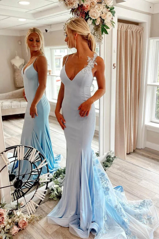 Trumpet  Plunge Long Formal Dress