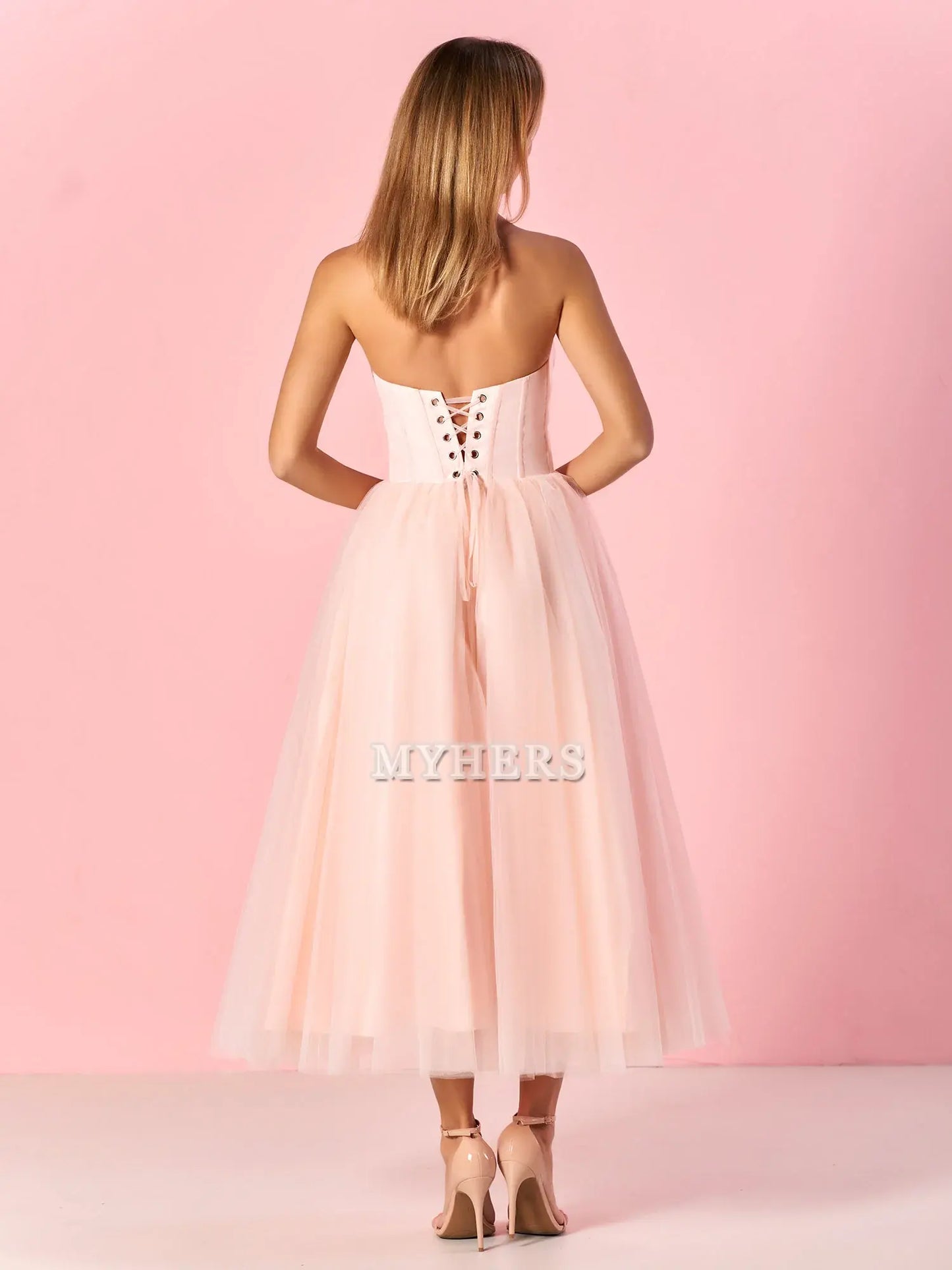 Formal Wear Dresses Wedding Guest Dresses Sweetheart Strapless Puffy Midi Tulle Dress Romantic Atmosphere Evening Dress