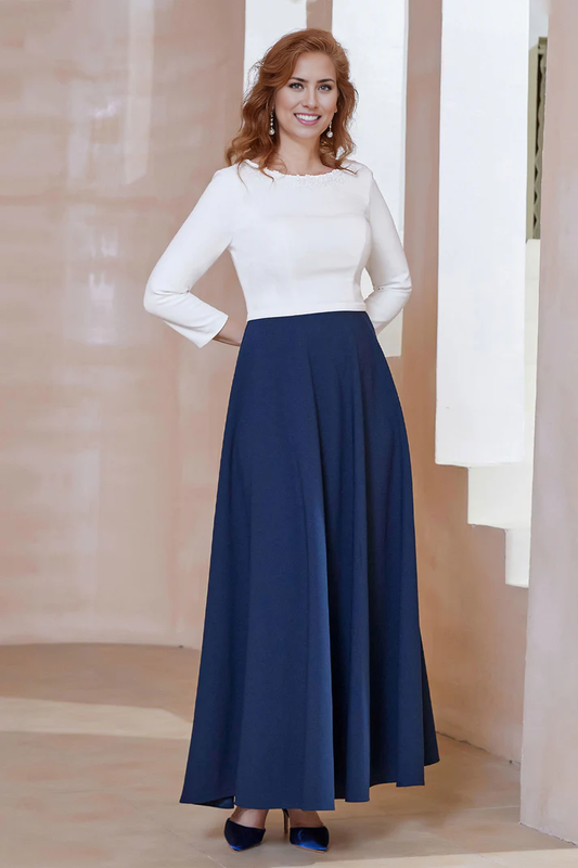 Fall November December Wedding Guest Dress Mother of the Groom / Bride Dresses A-Line Modest Scoop Tea-Length Dress